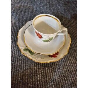 Rose Teacup Saucer & Desert Plate German China by Winterling